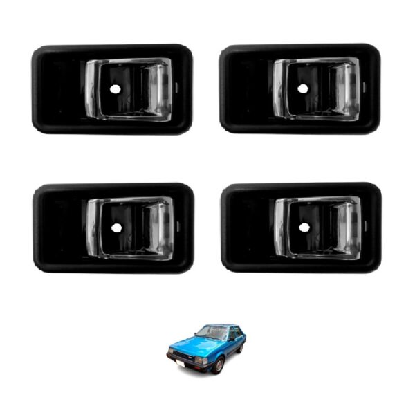 Manija Interior Mazda 323 Derecho/Izquierdo Negro Gancho Cromado Plástico Kit x 4