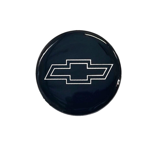 Tapa Rin Resina Chevrolet Logo Plata Fondo Negro 55mm