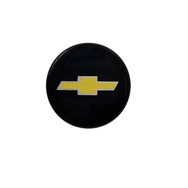 Tapa Rin Resina Chevrolet Logo Dorado Fondo Negro 50mm