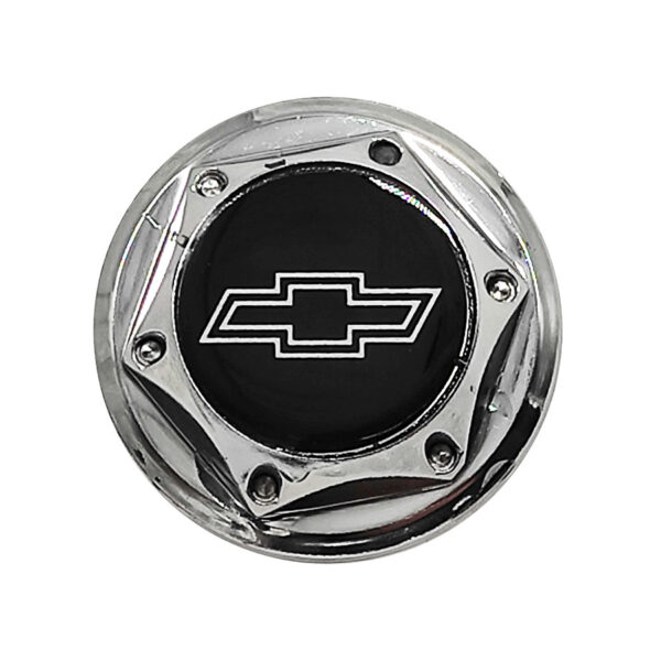 Tapa Rin Firenze Resina Chevrolet Logo Plata Fondo Negro 55mm