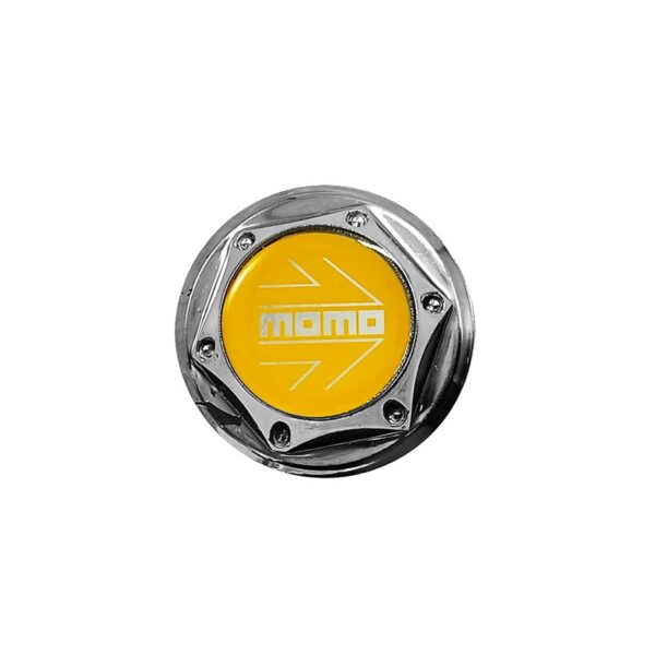 Tapa Rin Firenze Resina Momo Letra Plata Fondo Amarillo 55mm