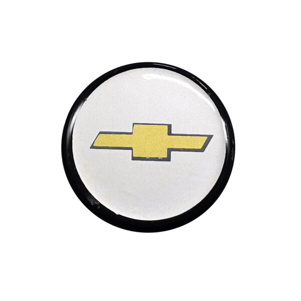 Tapa Rin Resina Chevrolet Logo Dorado Negro Fondo Plata 50mm