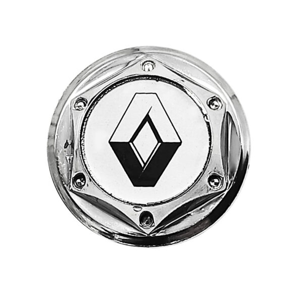Tapa Rin Firenze Resina Renault Logo Negro Fondo Plata 50mm