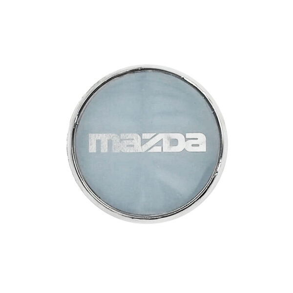 Tapa Rin Cromada Resina Mazda Letra Plata Fondo Gris 50mm