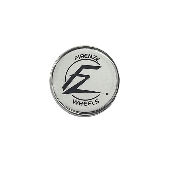 Tapa Rin Cromada Resina Wheels Logo Negro Fondo Plata 50mm