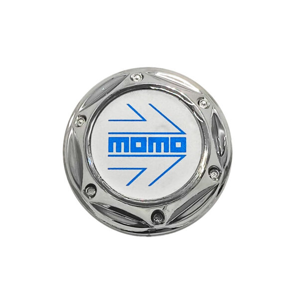 Tapa Rin Firenze Resina Momo Letra Azul Fondo Plata 55mm