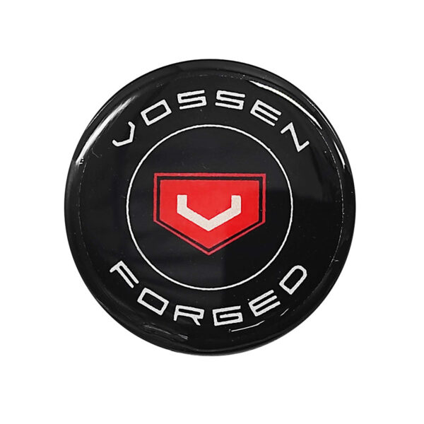 Tapa Rin Resina Vossen Forged Letra Reflectiva Rojo Fondo Negro 50mm