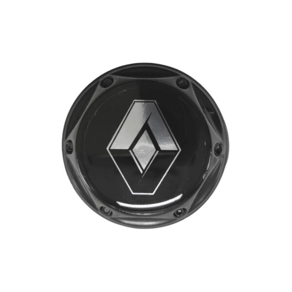 Tapa Rin Firenze Negra Resina Renault Logo Plata Fondo Negro 50mm