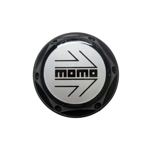 Tapa Rin Firenze Negra Resina Momo Letra Negra Fondo Plata 50mm