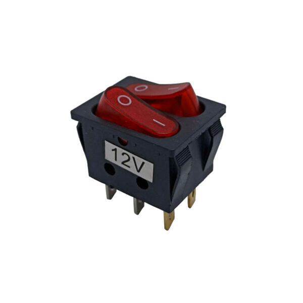 Switch Doble 6P On-Off 12V Rojo