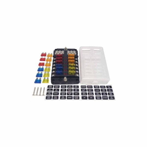 Caja Portafusible 12 Puestos 12-24V 100A/30A Testigo